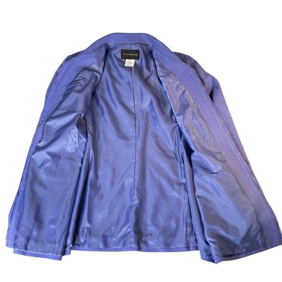 Harris Wallace Womens Blazer Jacket Wool Blend Zip Front Sz 16 Light Purple - Picture 10 of 12